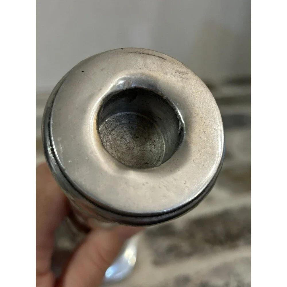 Vintage Chunky Barley Twist Aluminum Candlestick Pair Heavy Taper Holders 9”